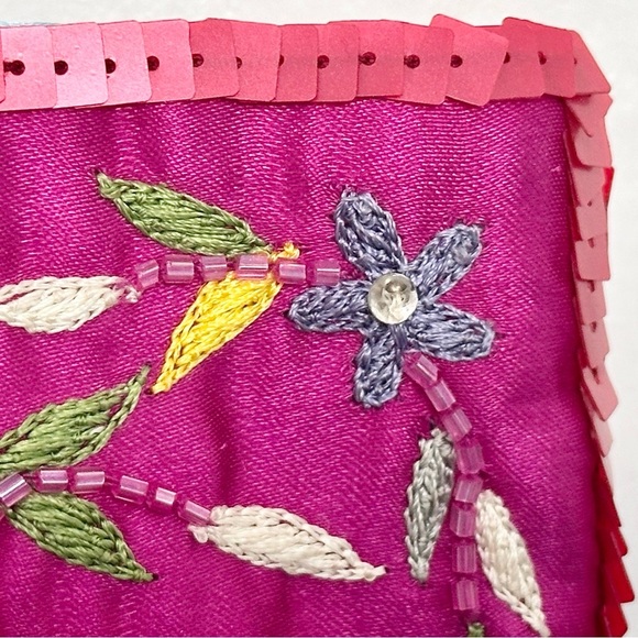 Christiana Mini Tote Fully Beaded & Embellished Bag Fuchsia Pink Gold EUC - Picture 10 of 13